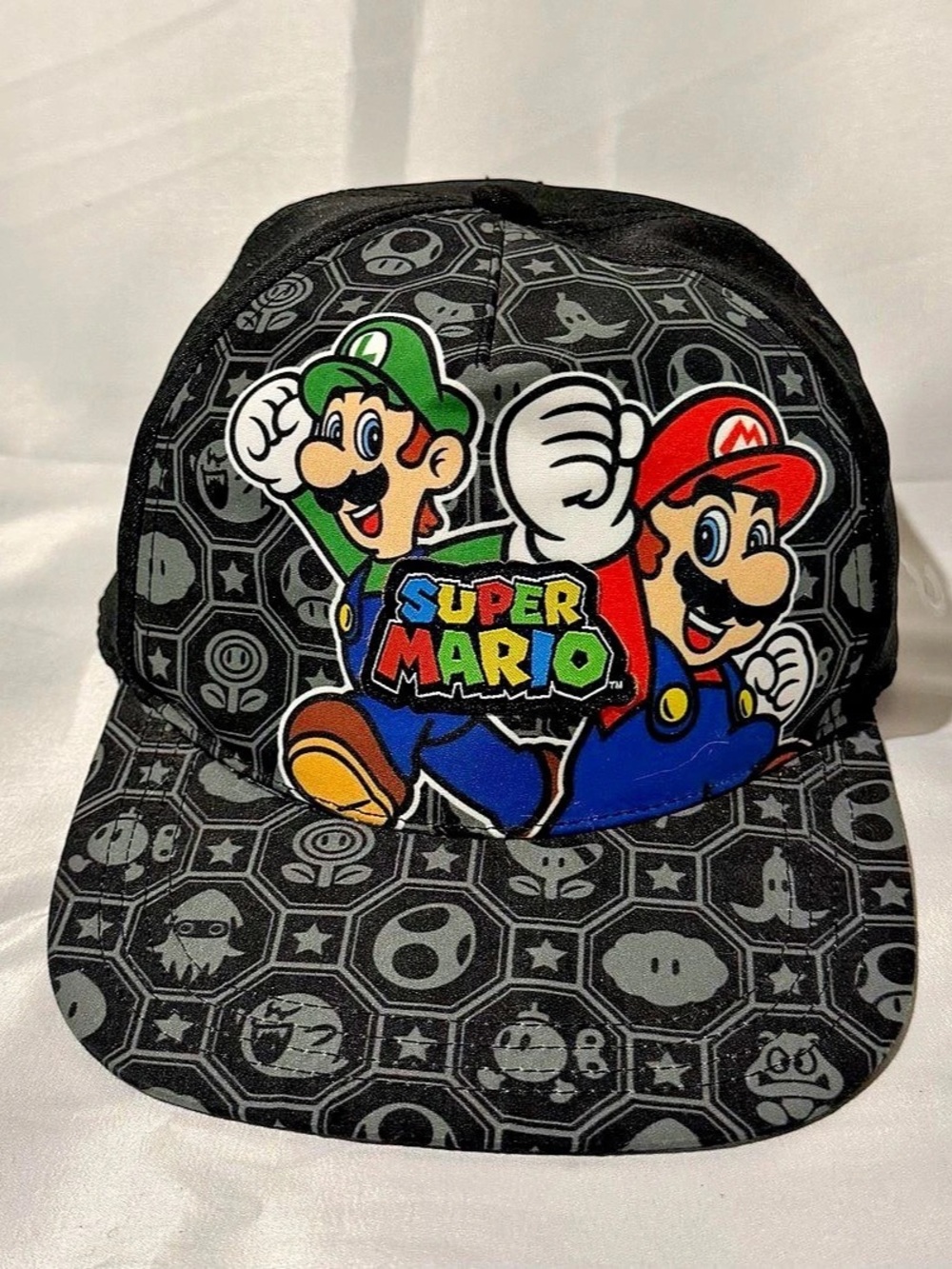 Nintendo Super Mario Bros. Mario and Luigi Snapback Hat Black & Blue
